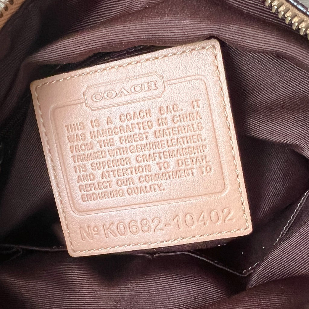 Coach Caramel Leather Monogram Charm Detail Crossbody Shoulder Bag