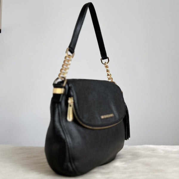 Michael Kors Black Leather Tassel Detail 2 Way Shoulder Bag Like New