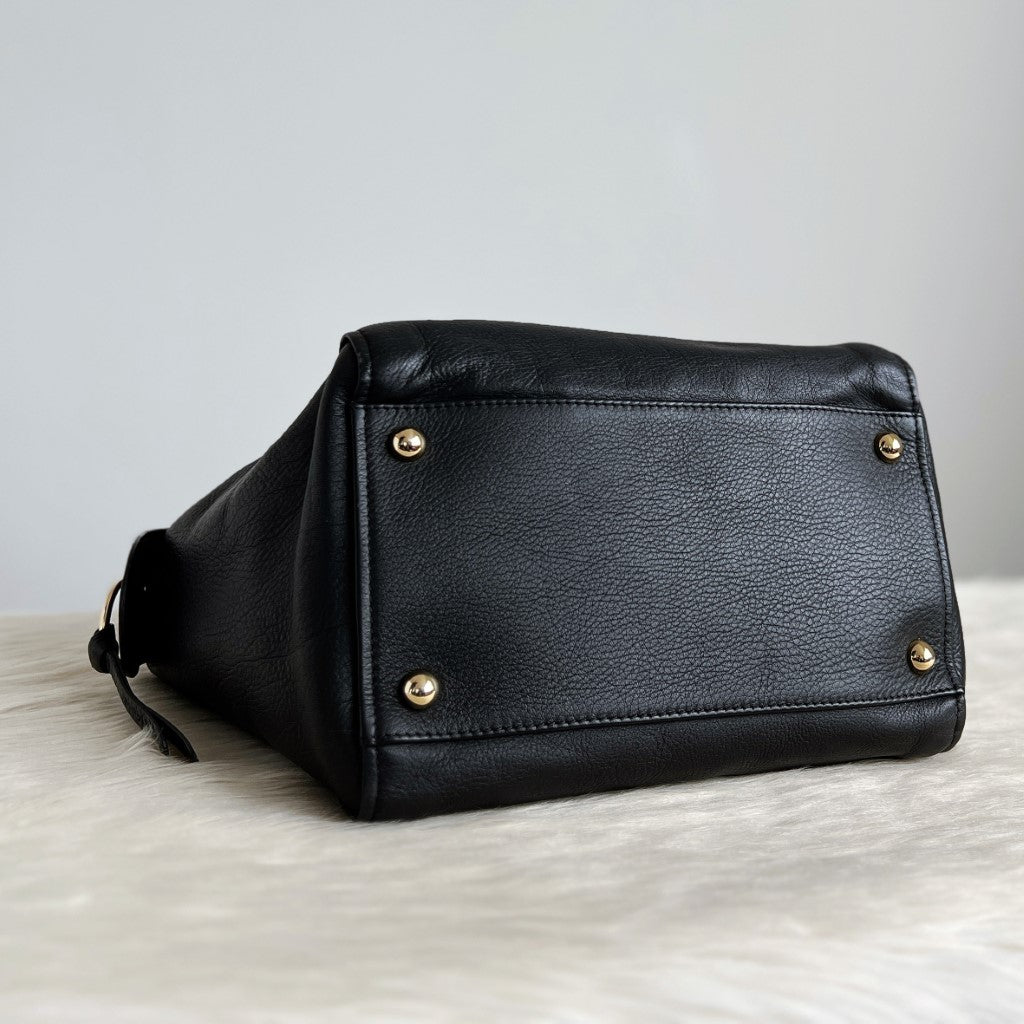 See by Chloe Black Leather Front Ring Detail 2 Way Shoulder Bag Excellent