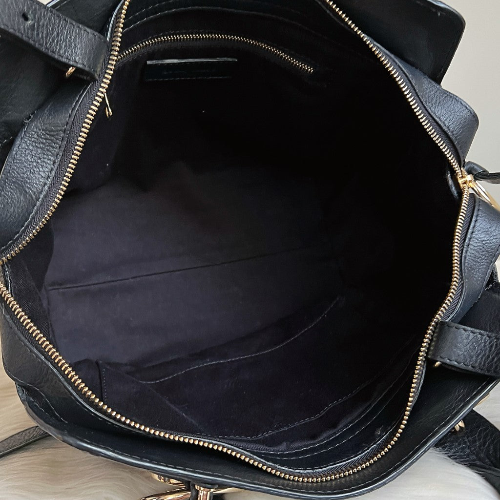 See by Chloe Black Leather Front Ring Detail 2 Way Shoulder Bag Excellent