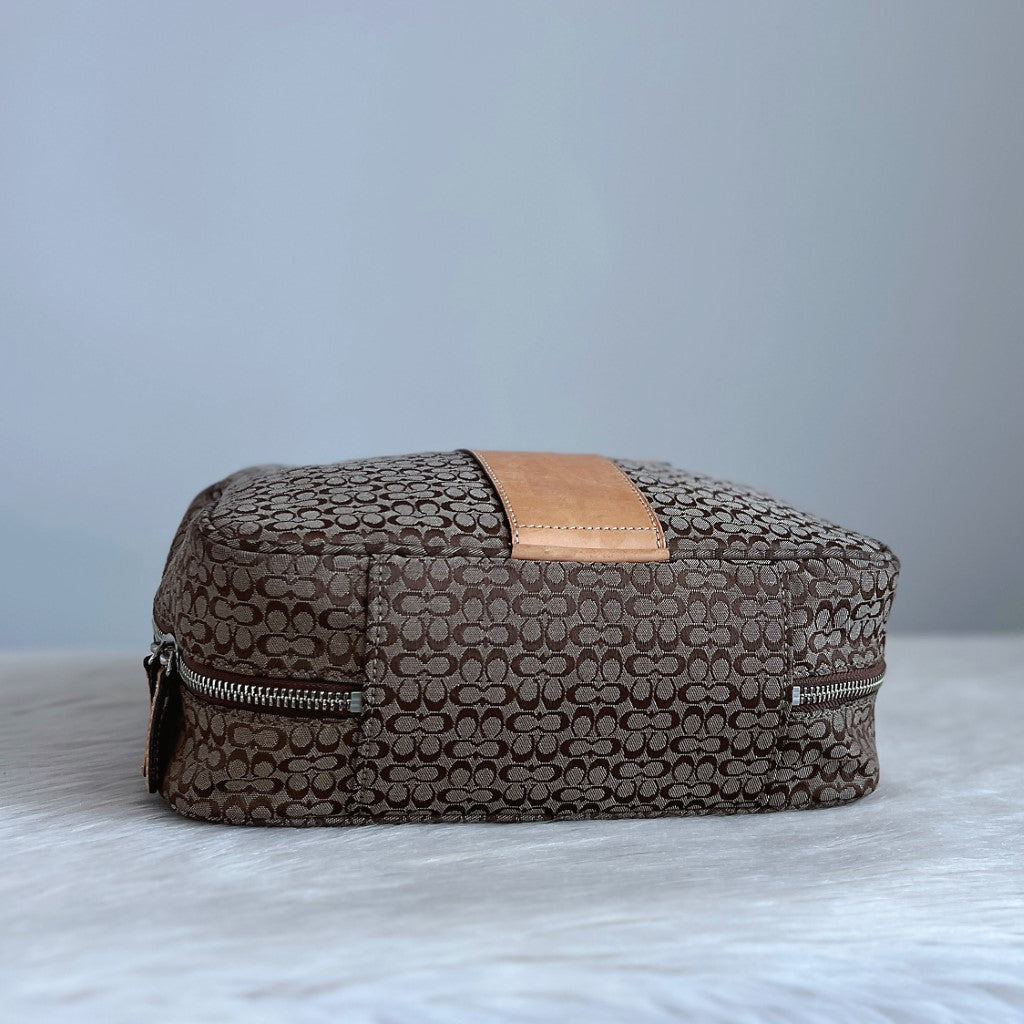Coach Caramel Leather Monogram Patchwork Small Tote Bag