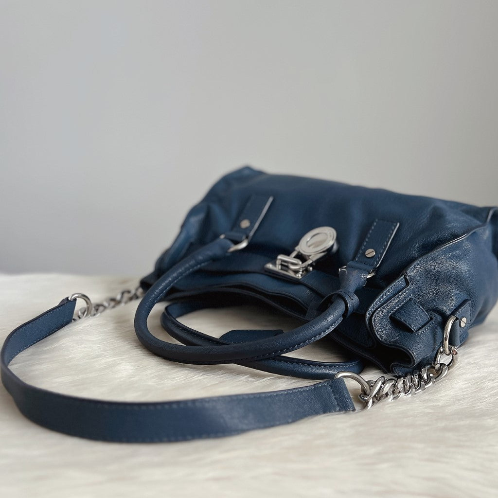Michael Kors Navy Leather Hamilton 2 Way Shoulder Bag