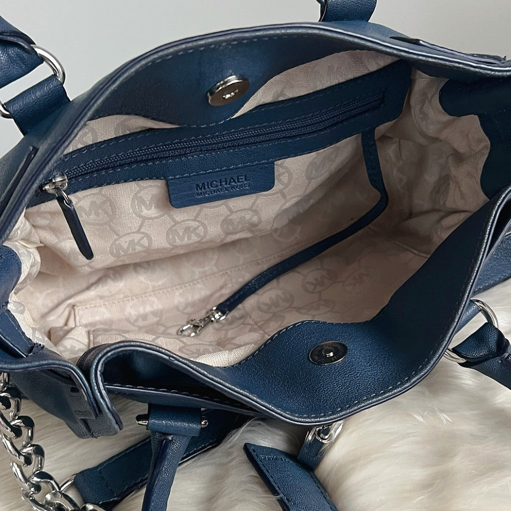 Michael Kors Navy Leather Hamilton 2 Way Shoulder Bag
