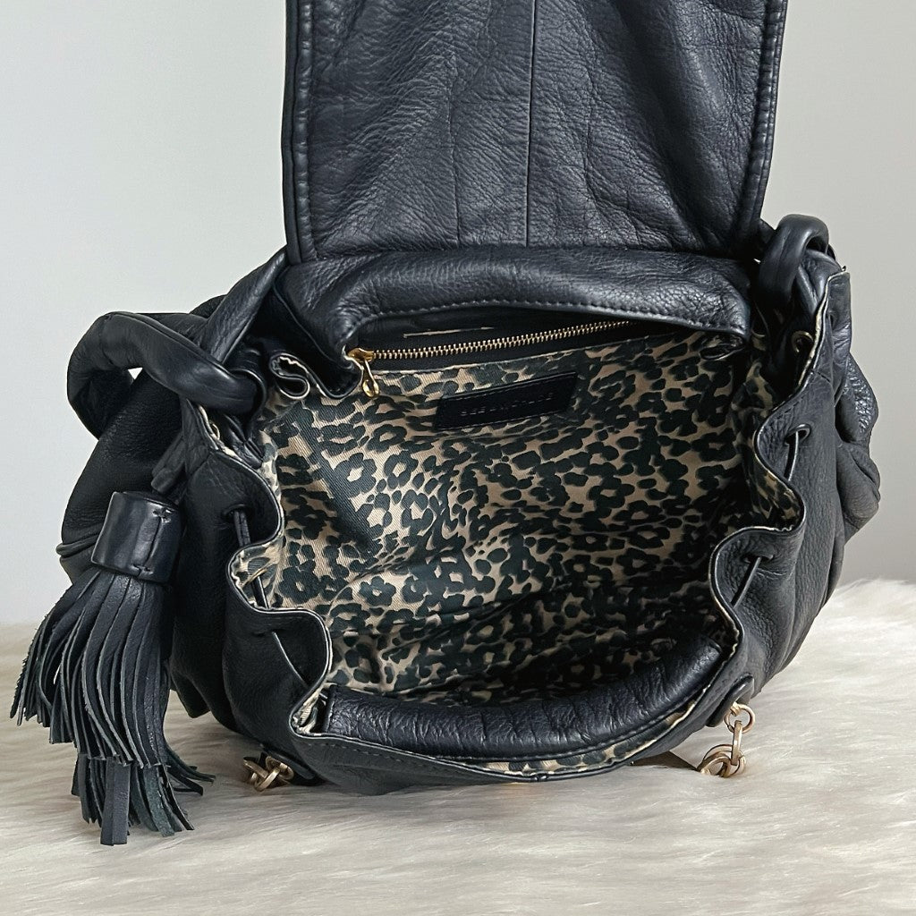 See by Chloe Black Leather Tassel Charm 2 Way Shoulder Bag Excellent