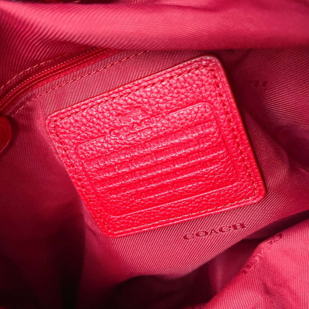 Coach Red Leather Triple Compartment Shoulder Bag Excellent
