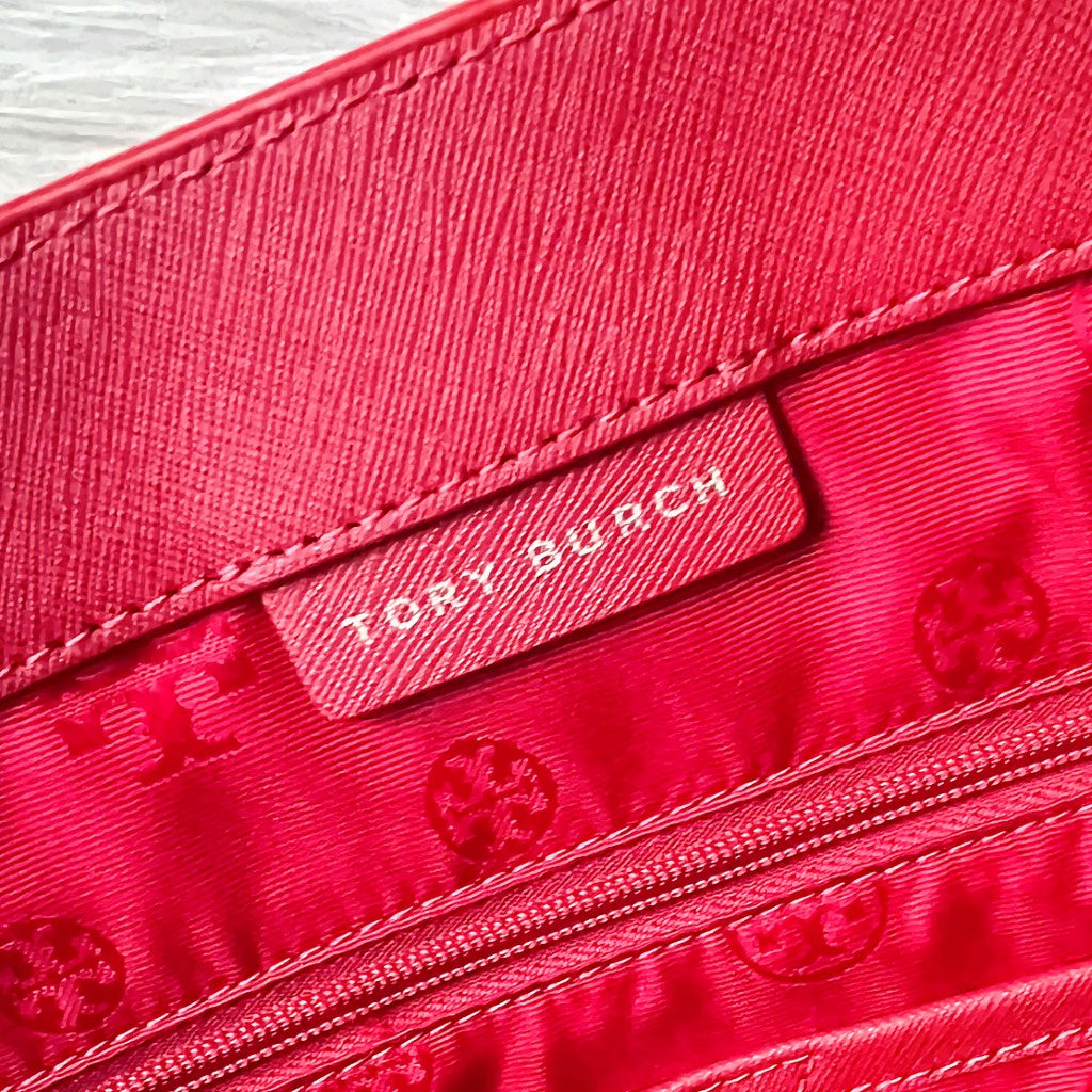 Tory Burch Red Leather Front Compartment Large Shoulder Bag Like New