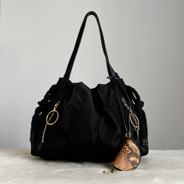 See by Chloe Black Front Zip Detail Shoulder Bag + Coin Purse Like New