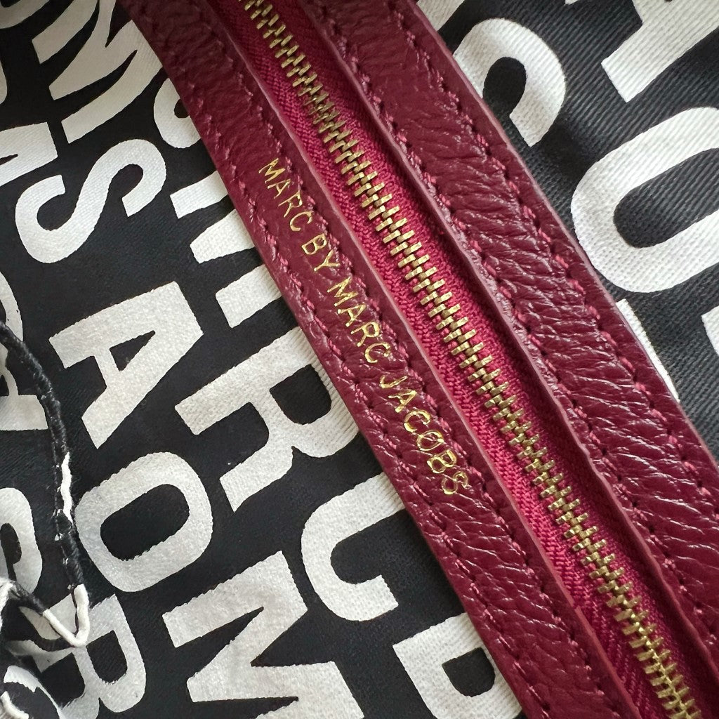 Marc Jacobs Maroon Leather Bowling 2 Way Shoulder Bag