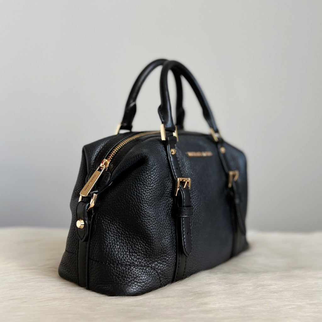 Michael Kors Black Leather Double Buckle 2 Way Shoulder Bag Excellent