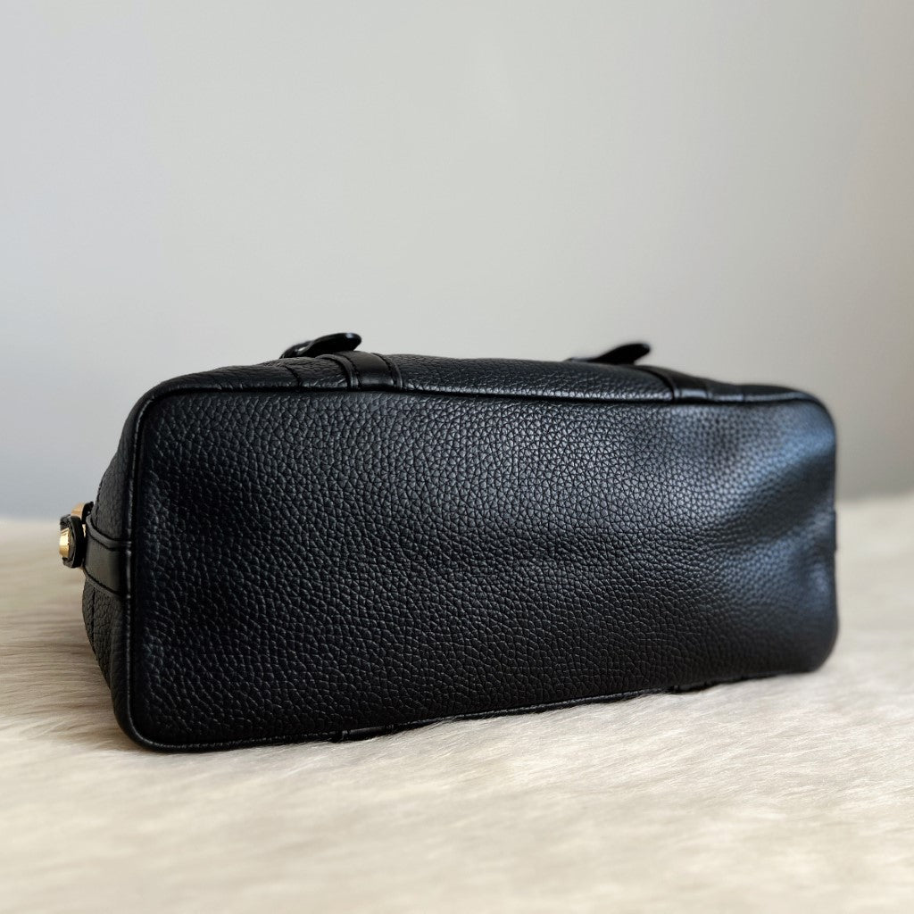 Michael Kors Black Leather Double Buckle 2 Way Shoulder Bag Excellent