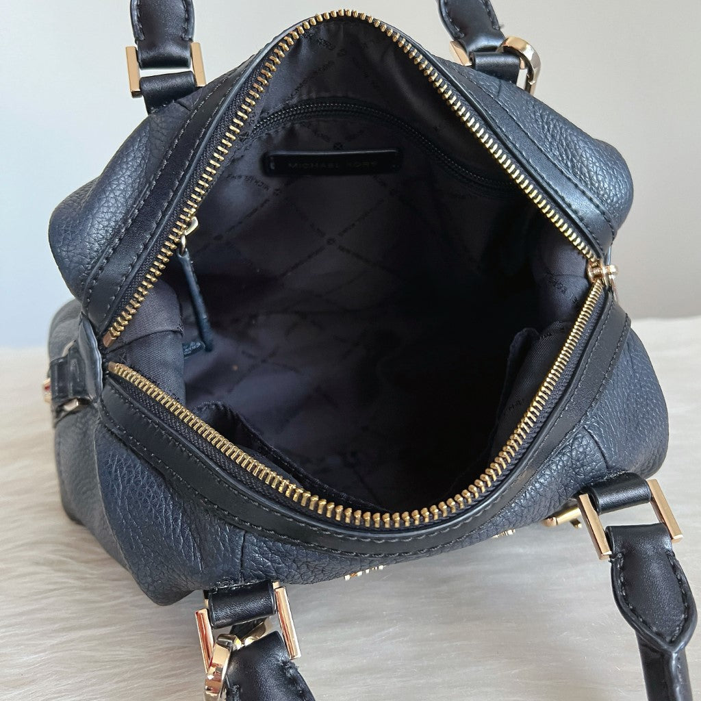Michael Kors Black Leather Double Buckle 2 Way Shoulder Bag Excellent