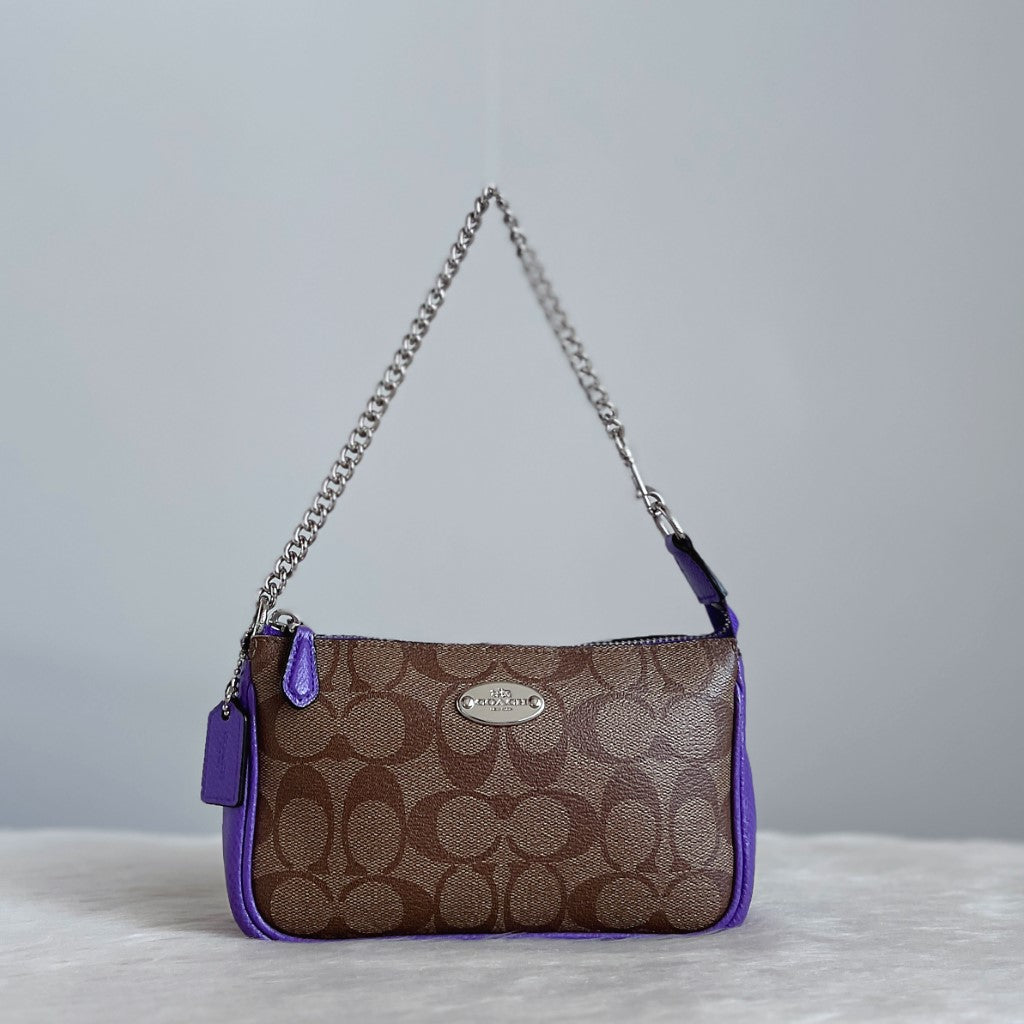 Coach Purple Leather Monogram Mini Shoulder Bag