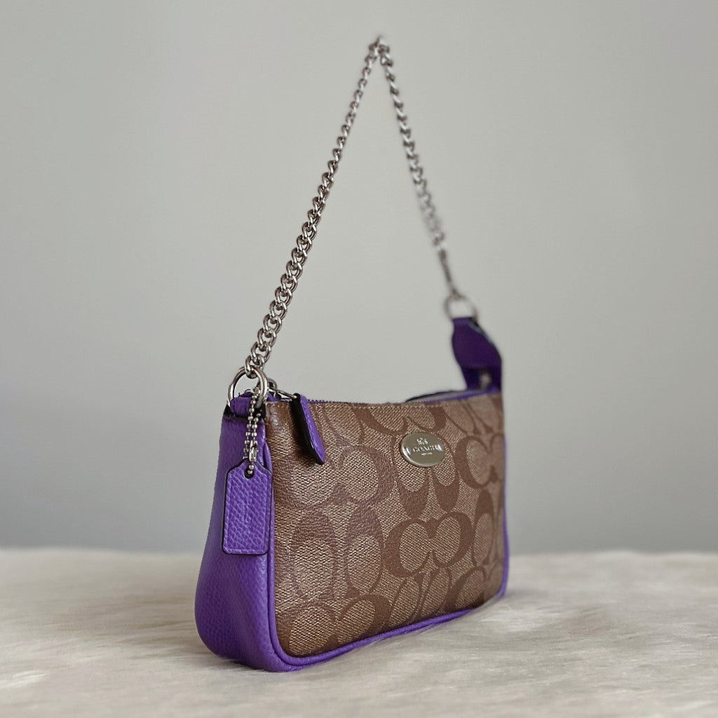 Coach Purple Leather Monogram Mini Shoulder Bag
