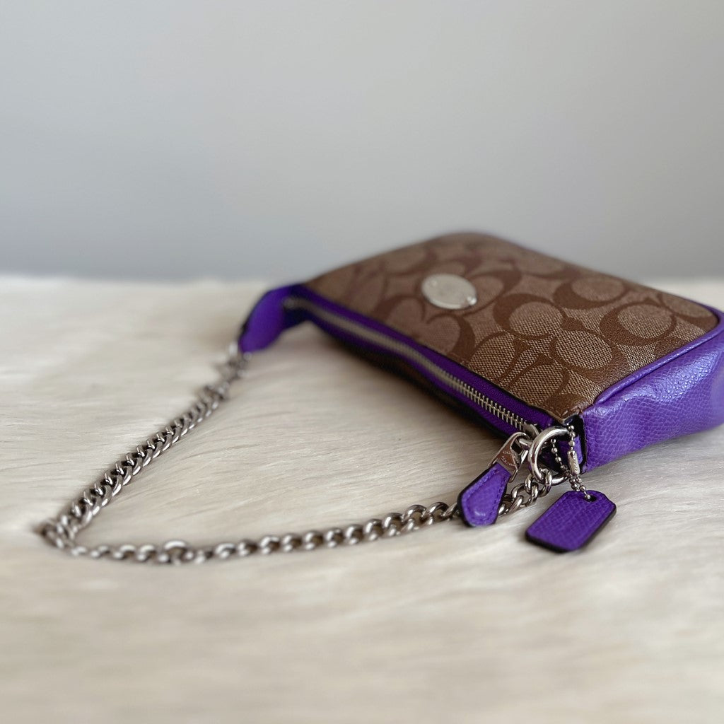 Coach Purple Leather Monogram Mini Shoulder Bag