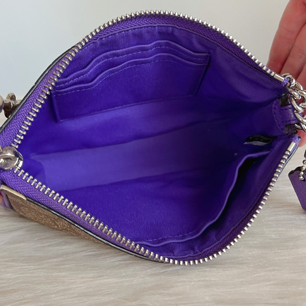 Coach Purple Leather Monogram Mini Shoulder Bag