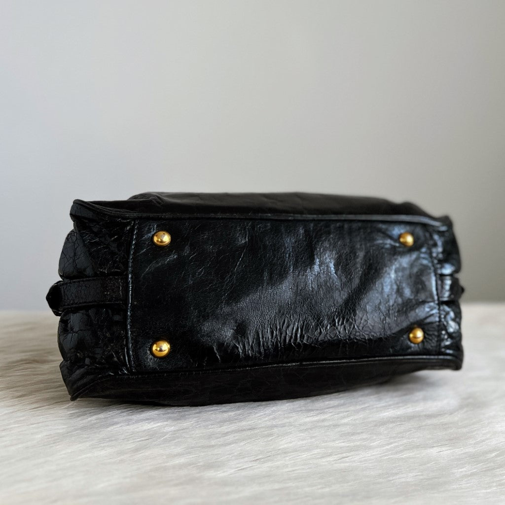Miu Miu Black Leather Lock Charm 2 Way Shoulder Bag