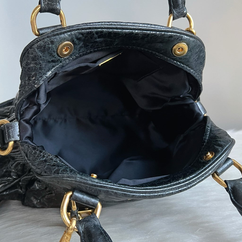 Miu Miu Black Leather Lock Charm 2 Way Shoulder Bag