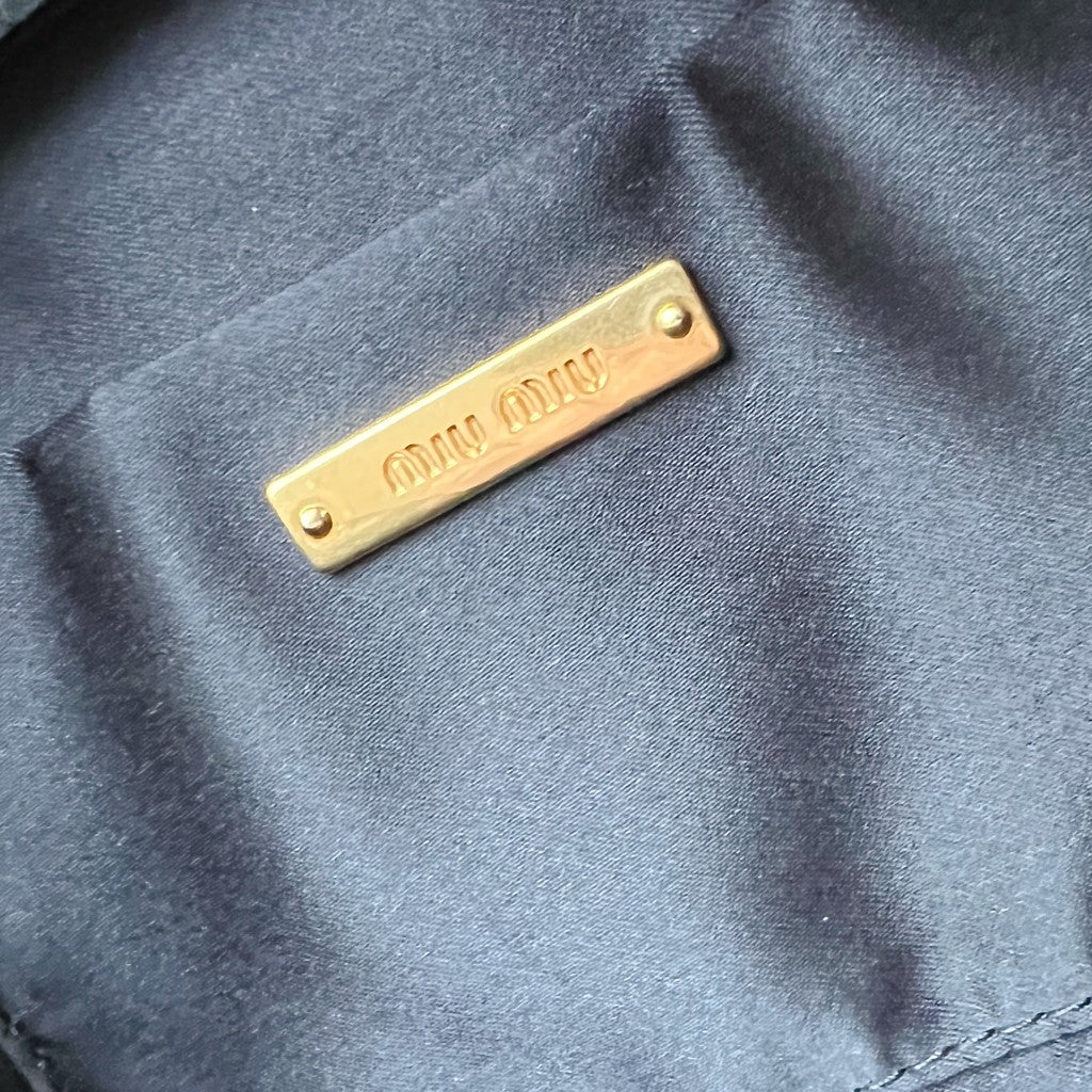 Miu Miu Black Leather Lock Charm 2 Way Shoulder Bag
