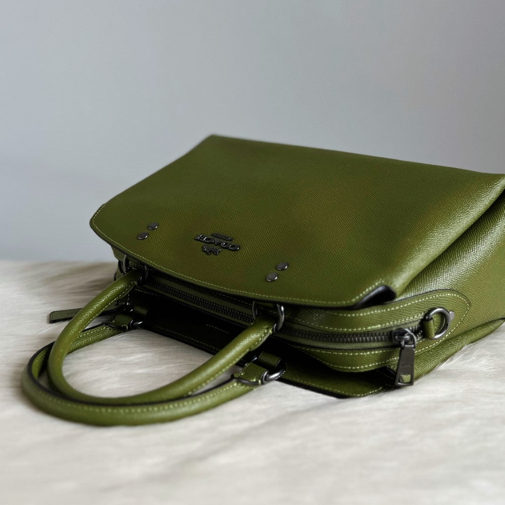 Coach Olive Leather Triple Compartment 2 Way Shoulder Bag Like New