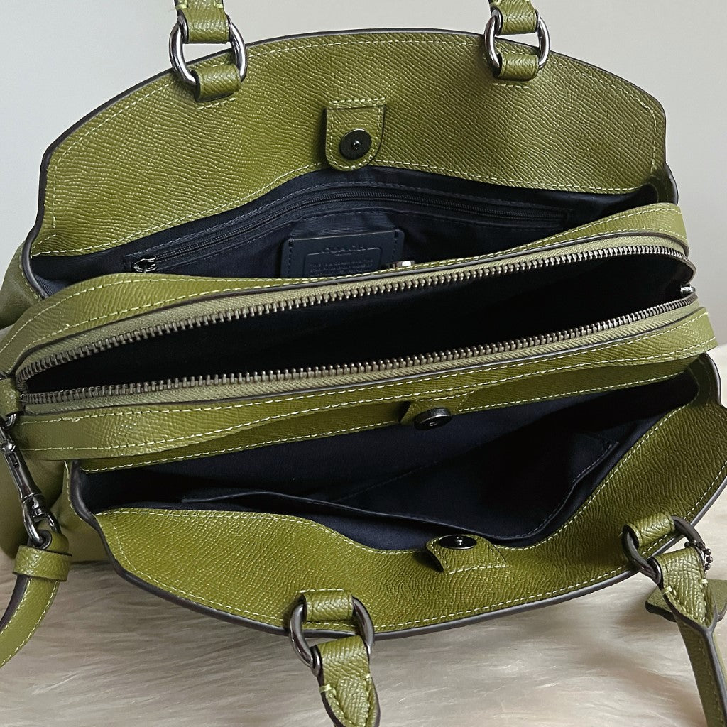 Coach Olive Leather Triple Compartment 2 Way Shoulder Bag Like New