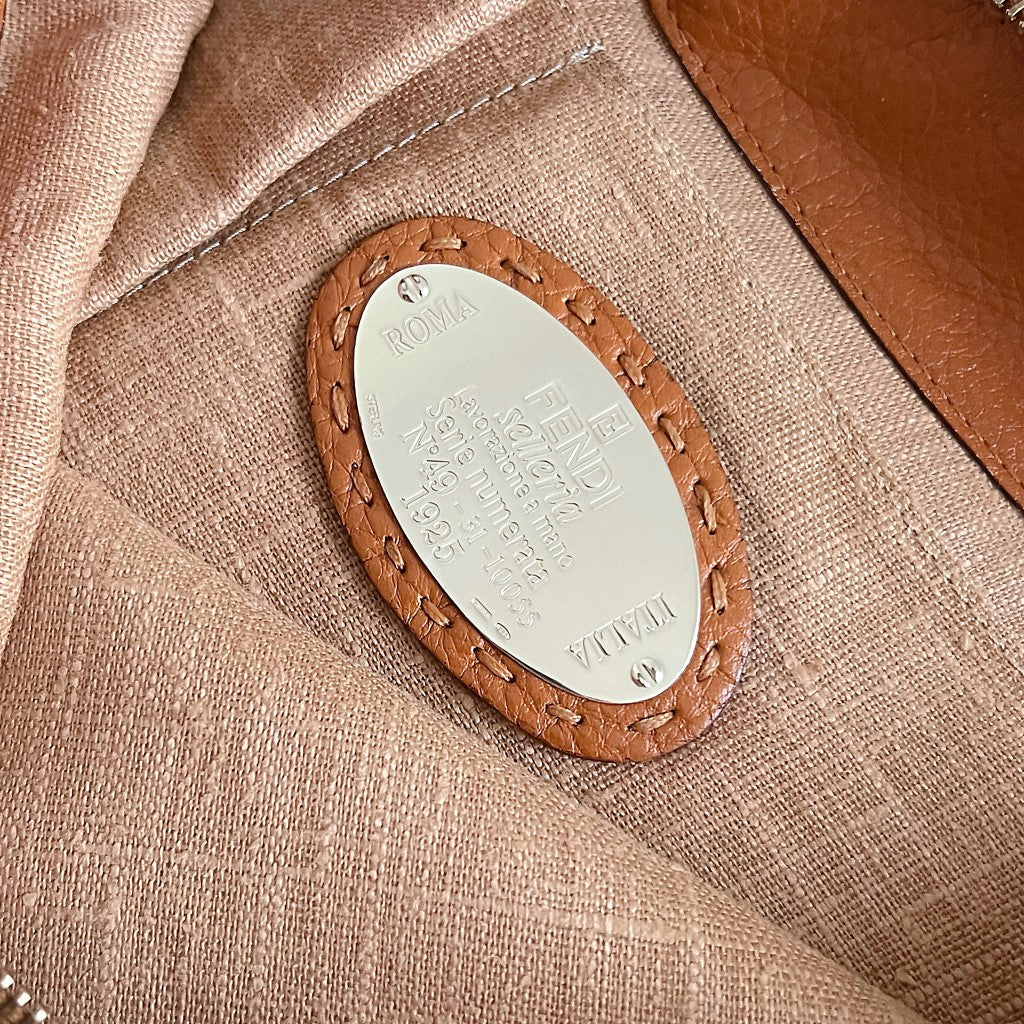 Fendi Caramel Leather Slouchy Crossbody Shoulder Bag