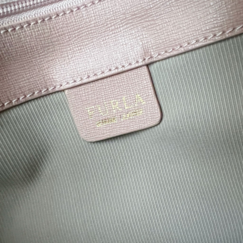 Furla Pink Leather F Charm Triple Compartment Tote Bag Like New