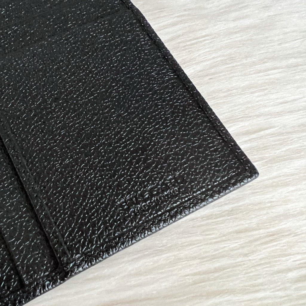 Bvlgari Black Leather Signature Ring Fold Unisex Long Wallet Like New