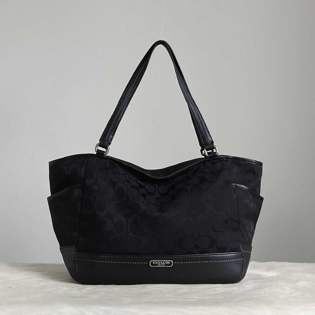 Coach Black Monogram Front Logo Career Shoulder Bag