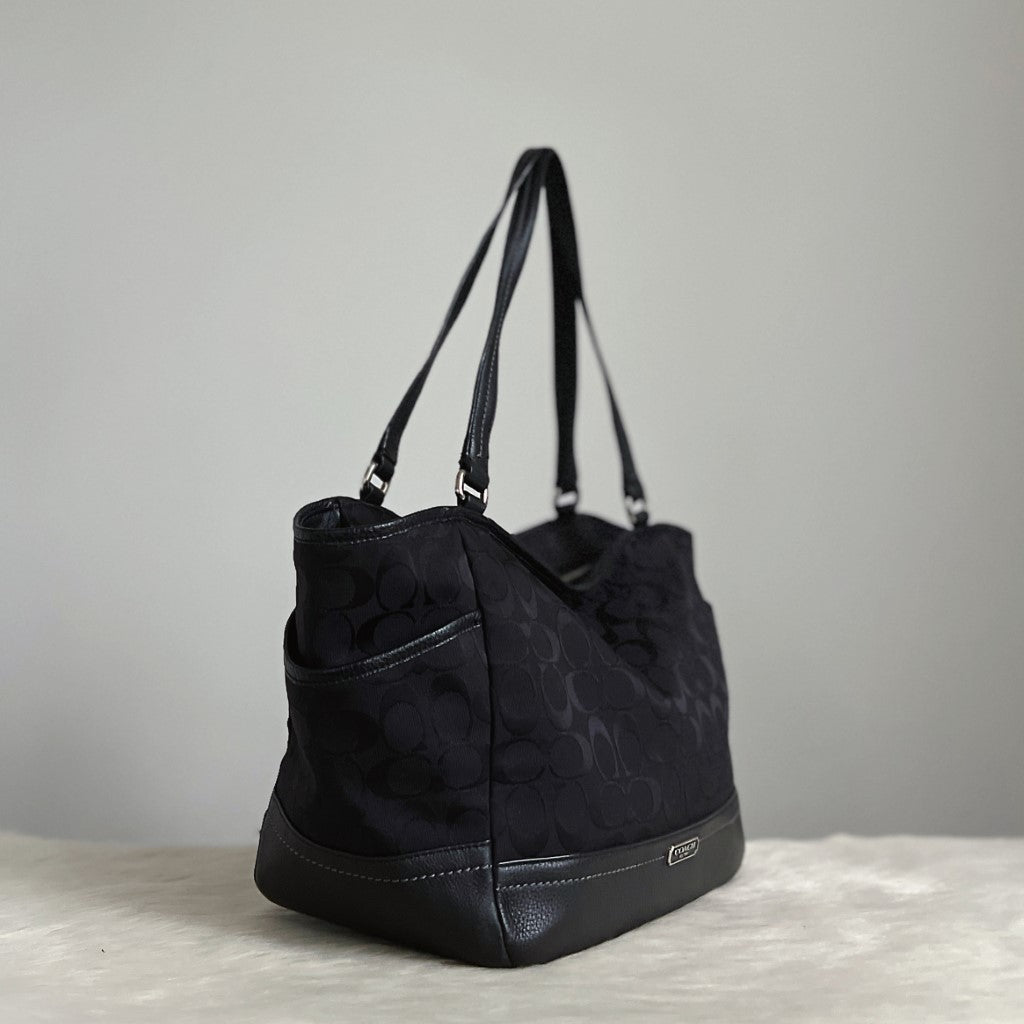 Coach Black Monogram Front Logo Career Shoulder Bag