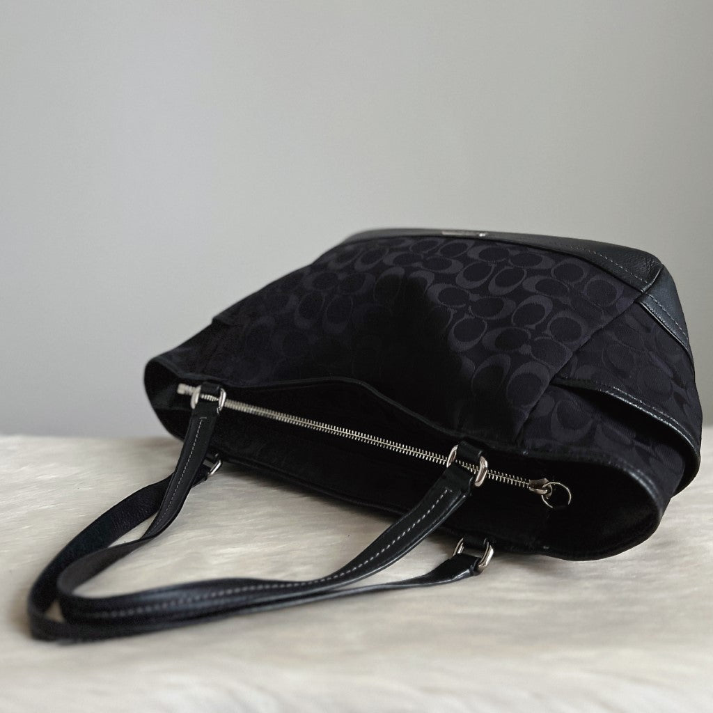 Coach Black Monogram Front Logo Career Shoulder Bag