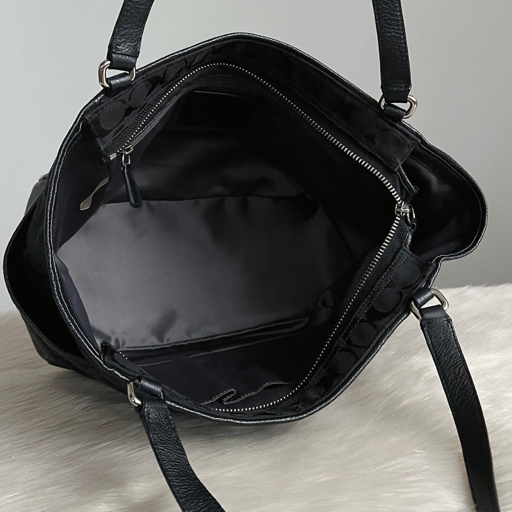 Coach Black Monogram Front Logo Career Shoulder Bag