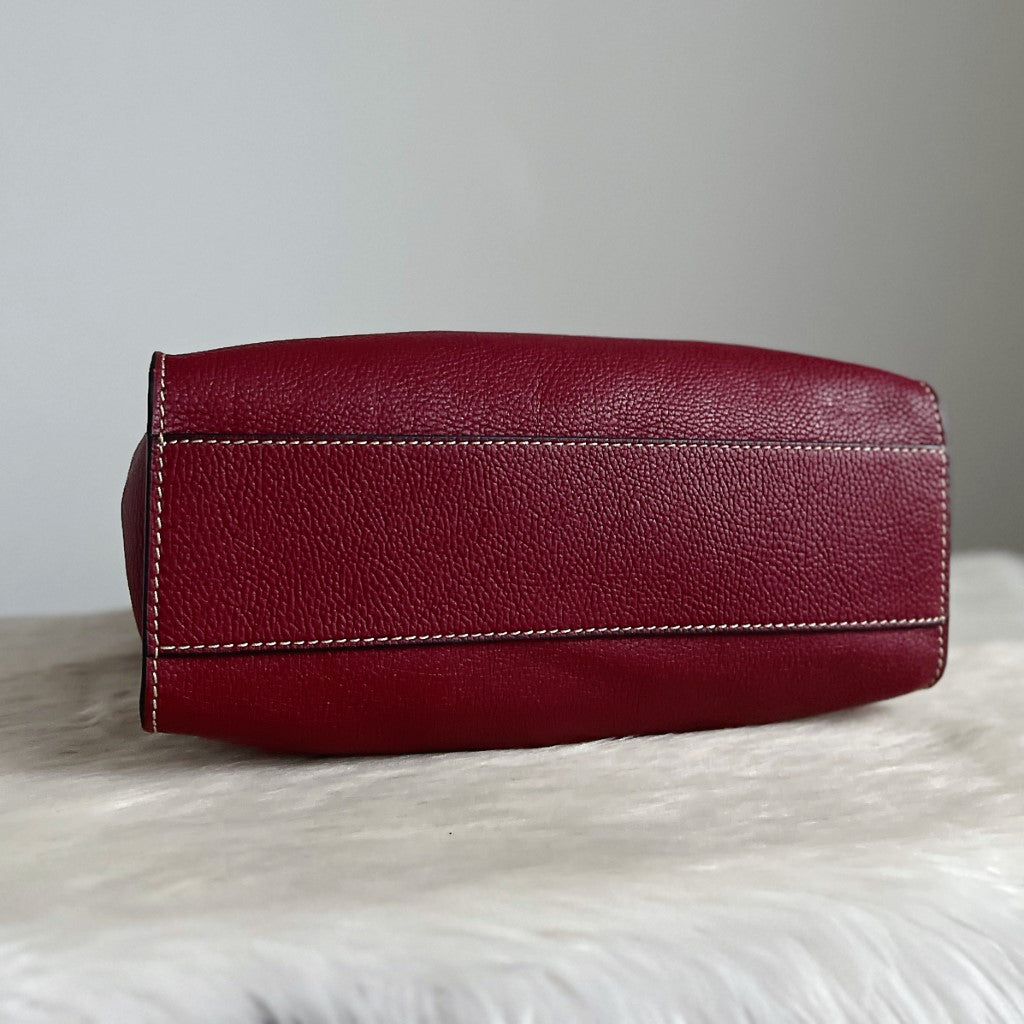 Marc Jacobs Bordeaux Leather Triple Compartment Shoulder Bag