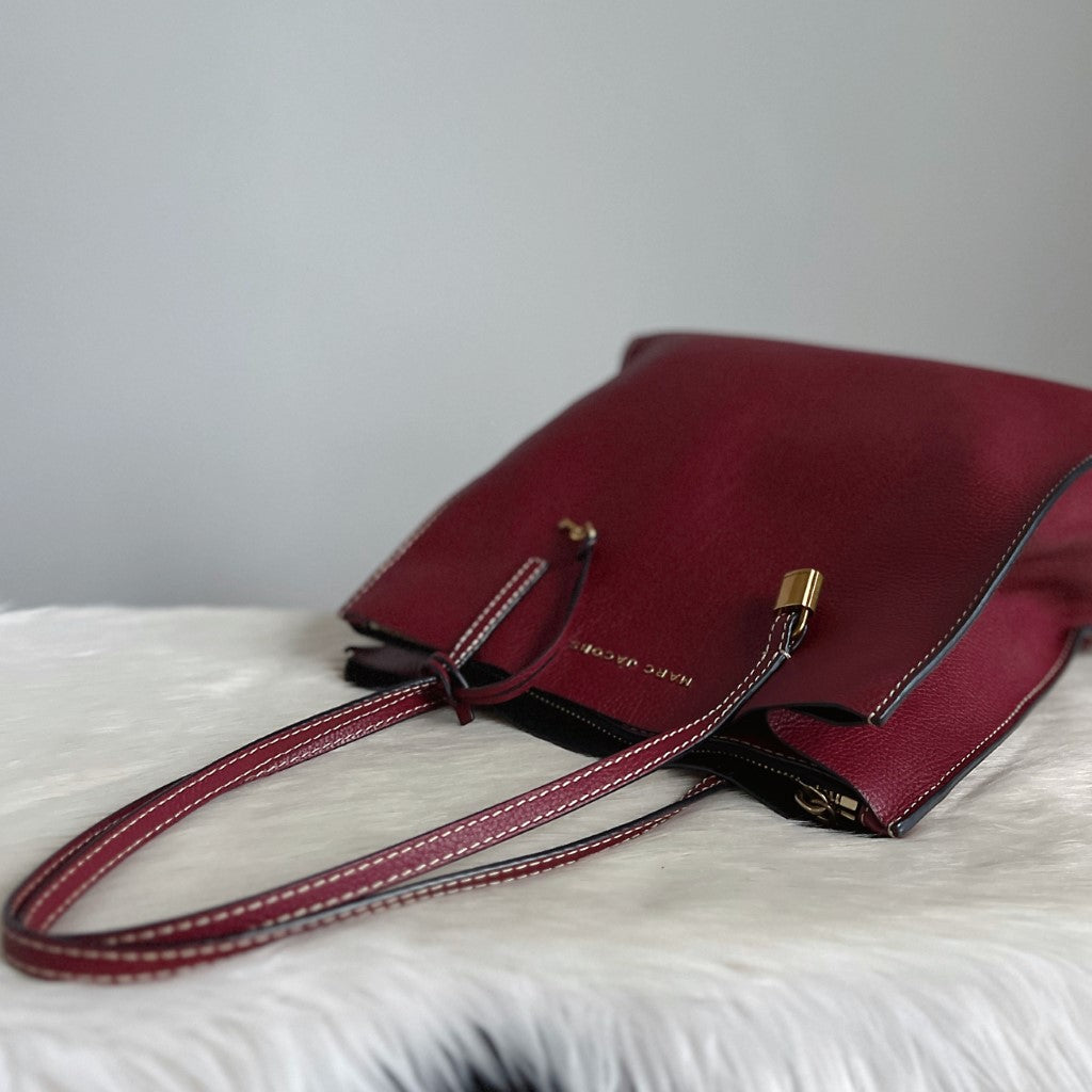 Marc Jacobs Bordeaux Leather Triple Compartment Shoulder Bag