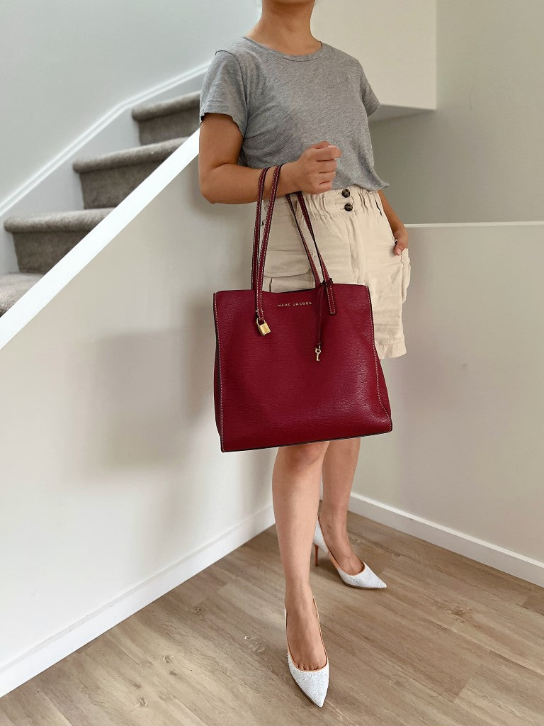 Marc Jacobs Bordeaux Leather Triple Compartment Shoulder Bag