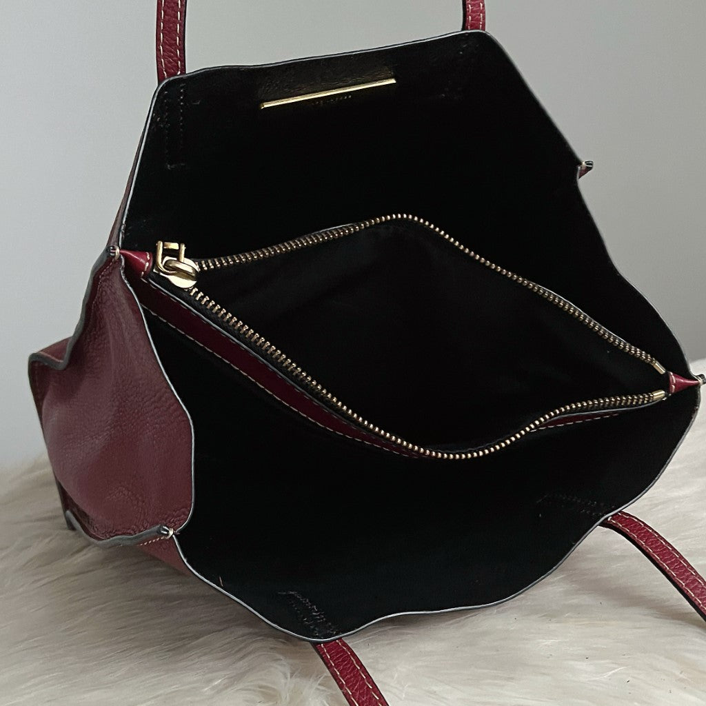 Marc Jacobs Bordeaux Leather Triple Compartment Shoulder Bag