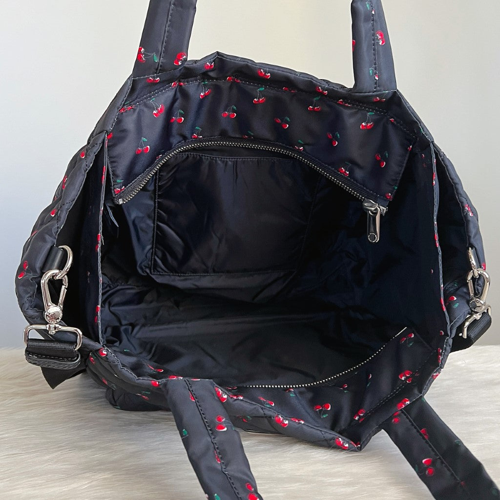 Marc Jacobs Black Cherry Pattern Large 2 Way Shoulder Bag Like New