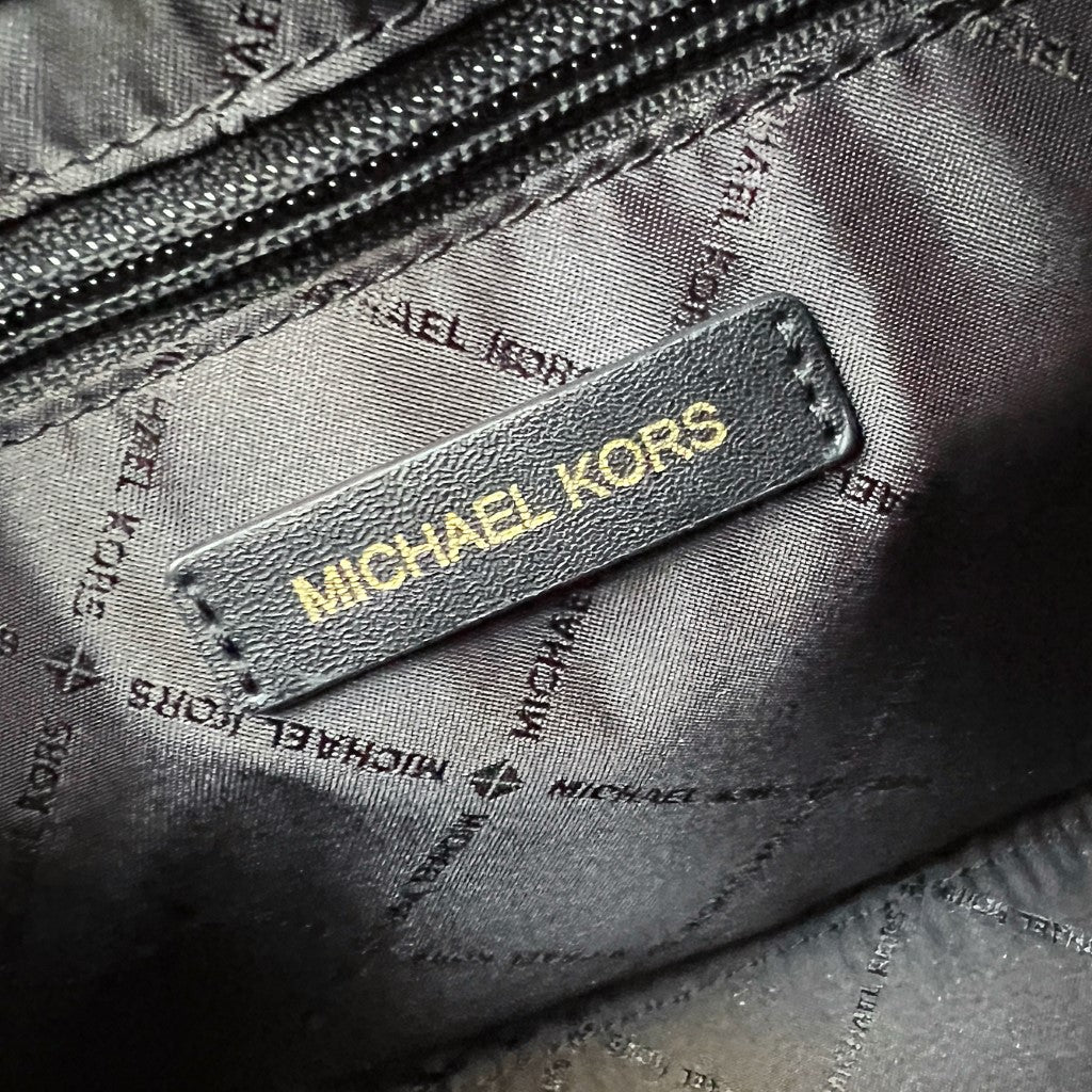 Michael Kors Black Leather Buckle Detail Triple Compartment 2 Way Shoulder Bag Like New