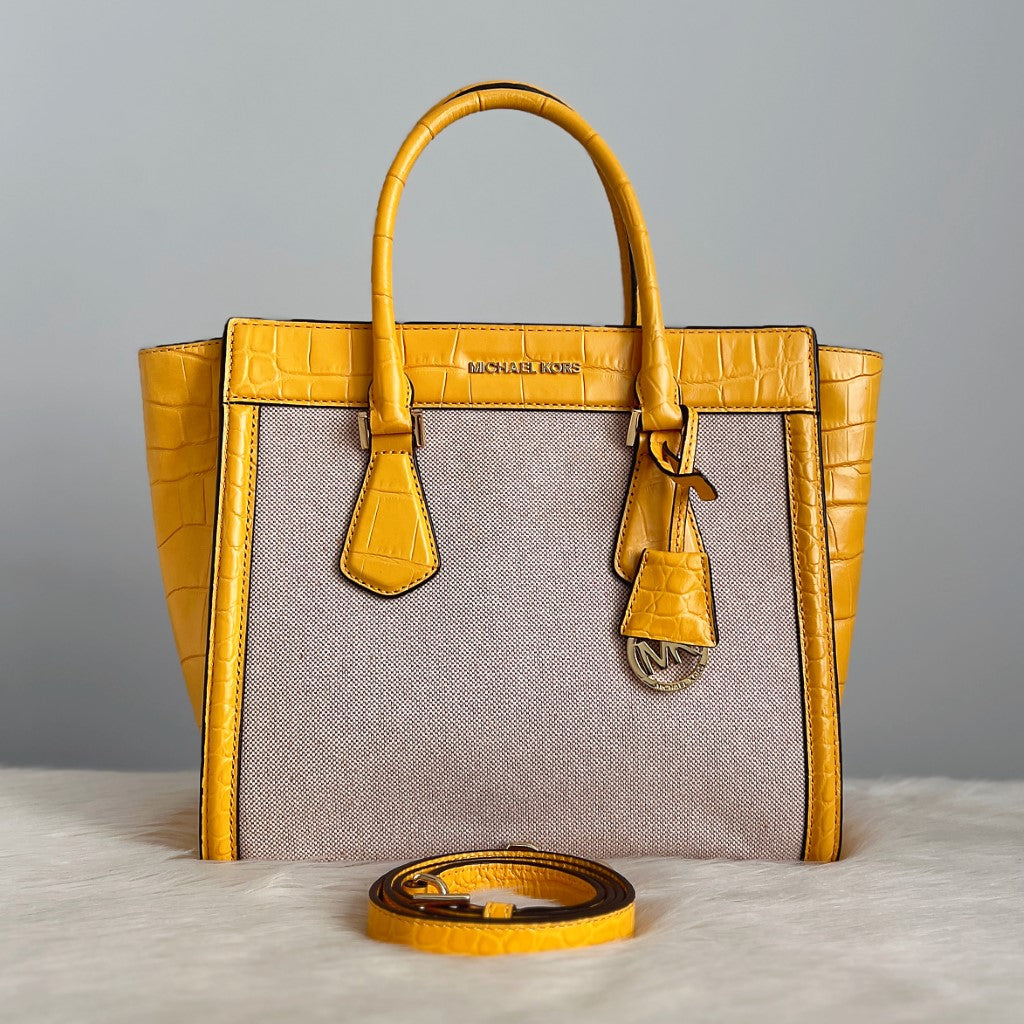 Michael Kors Yellow Leather Patchwork 2 Way Shoulder Bag