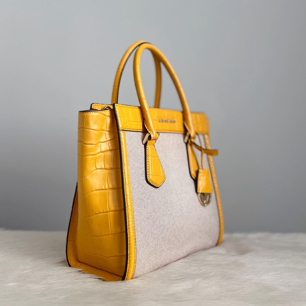 Michael Kors Yellow Leather Patchwork 2 Way Shoulder Bag