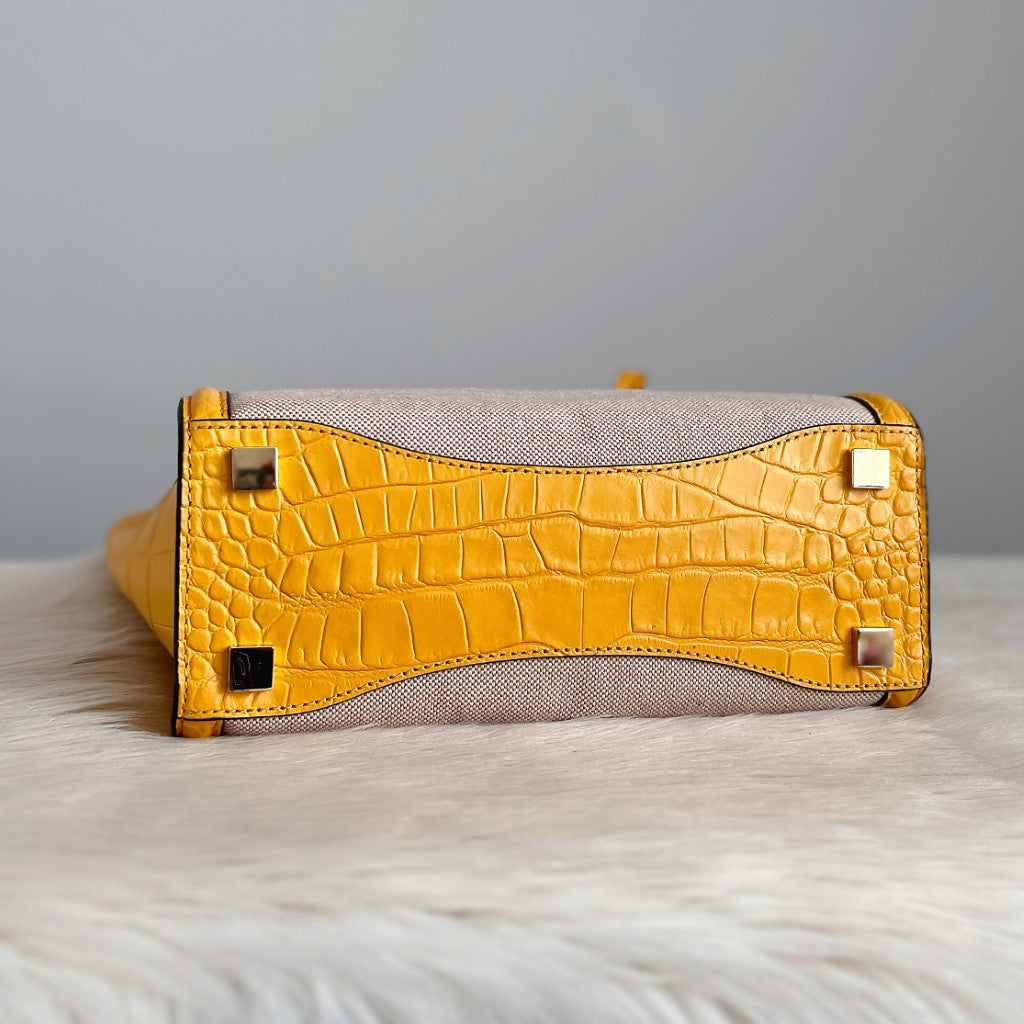 Michael Kors Yellow Leather Patchwork 2 Way Shoulder Bag