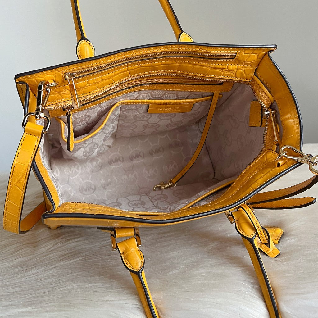 Michael Kors Yellow Leather Patchwork 2 Way Shoulder Bag