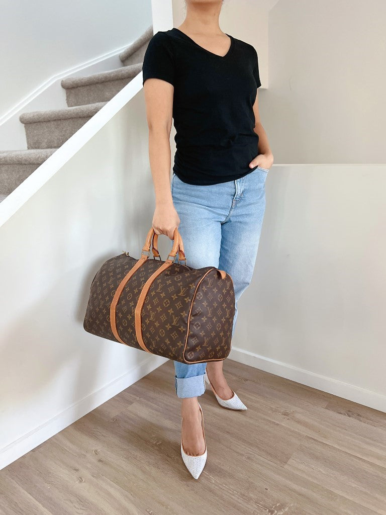 Louis Vuitton Signature Monogram Keepall 45 Travel Bag