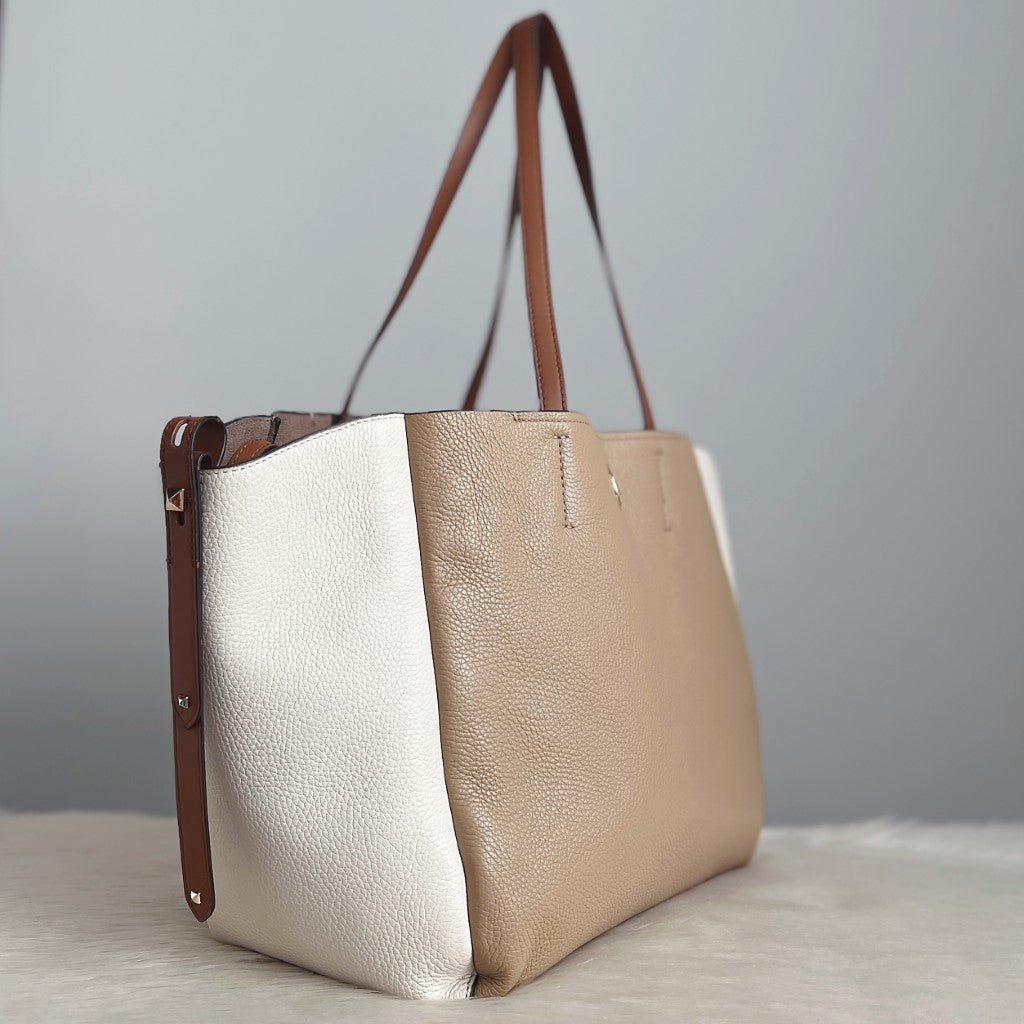 Michael Kors Tri-Tone Leather Large Shoulder Bag + Pouch Excellent
