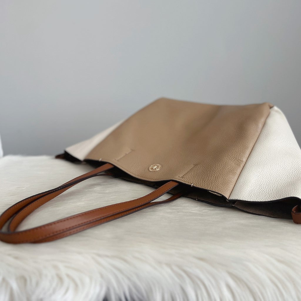Michael Kors Tri-Tone Leather Large Shoulder Bag + Pouch Excellent