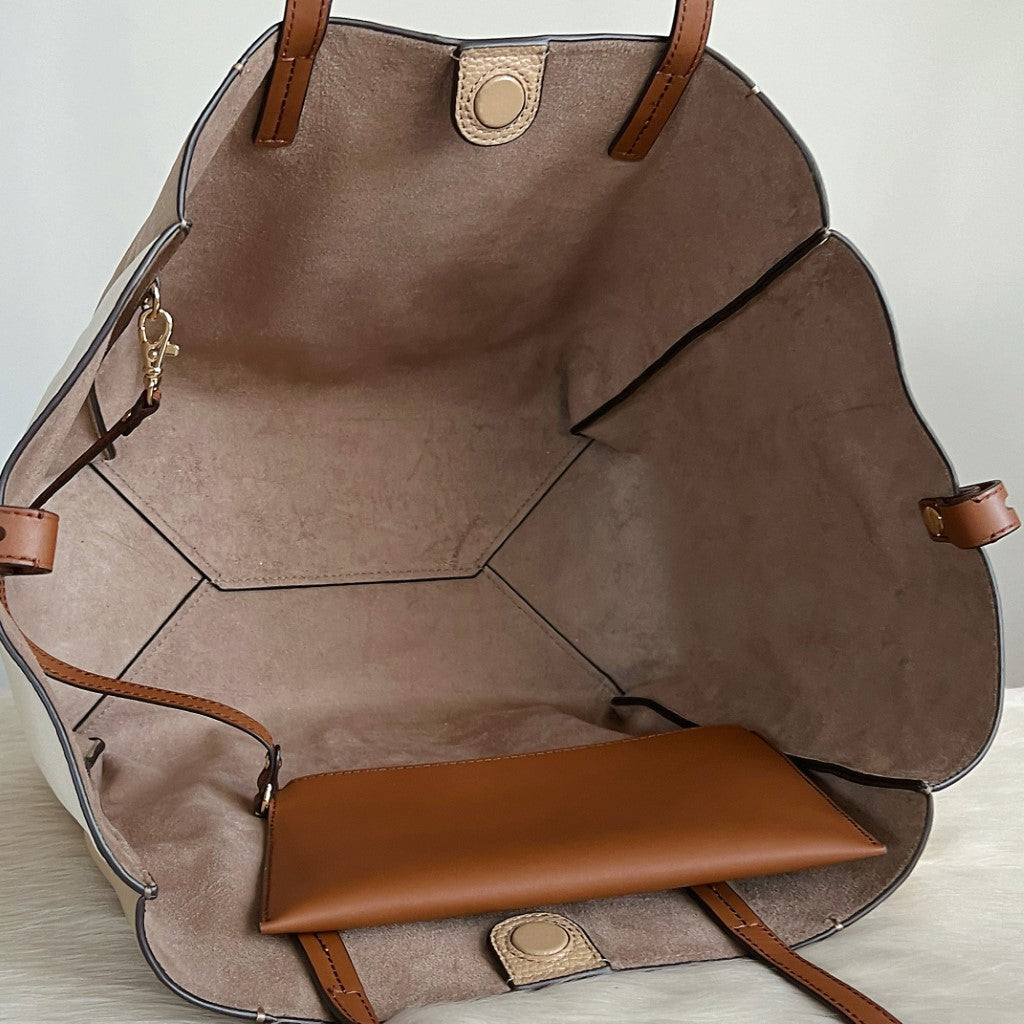 Michael Kors Tri-Tone Leather Large Shoulder Bag + Pouch Excellent