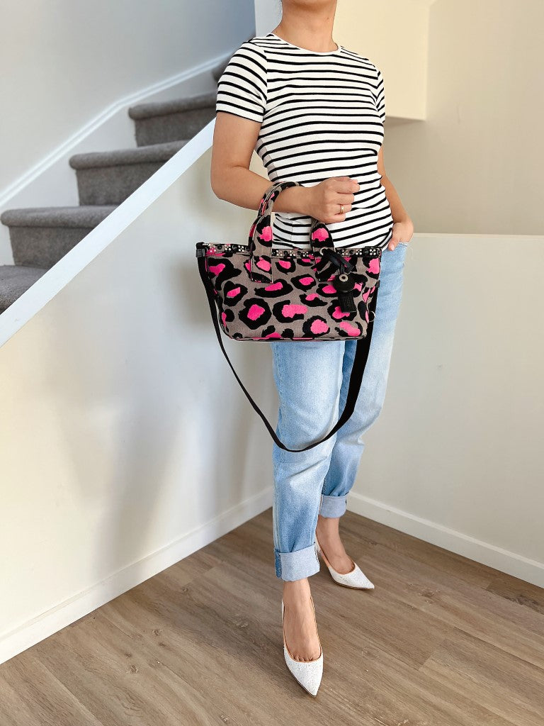 Marc Jacobs Patterned Canvas Studded Detail 2 Way Shoulder Bag