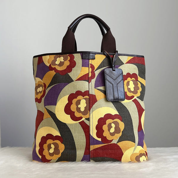Saint Laurent Y Charm Floral Pattern Large Shoulder Bag