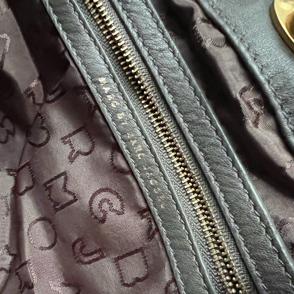 Marc Jacobs Patent Olive Leather Turn Lock Detail Shoulder Bag