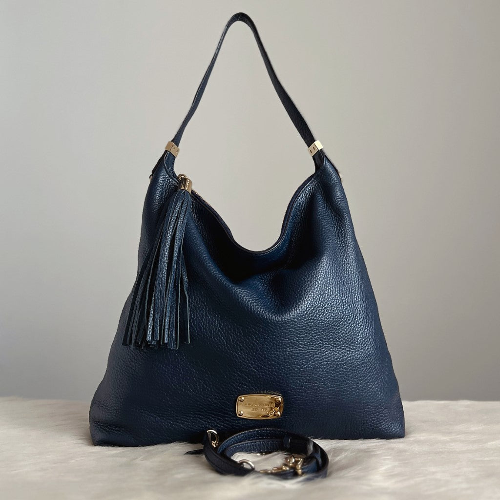 Michael Kors Navy Leather Tassel Charm Detail 2 Way Shoulder Bag Excellent
