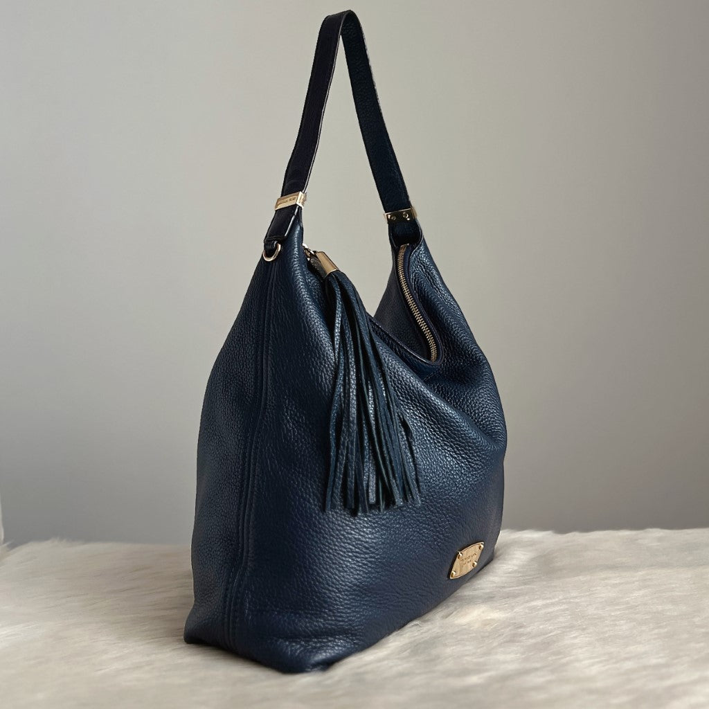 Michael Kors Navy Leather Tassel Charm Detail 2 Way Shoulder Bag Excellent